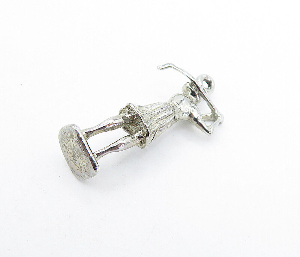 925 Sterling Silver  Vintage Petite Shiny Woman Playing Golf Pendant  PT4941