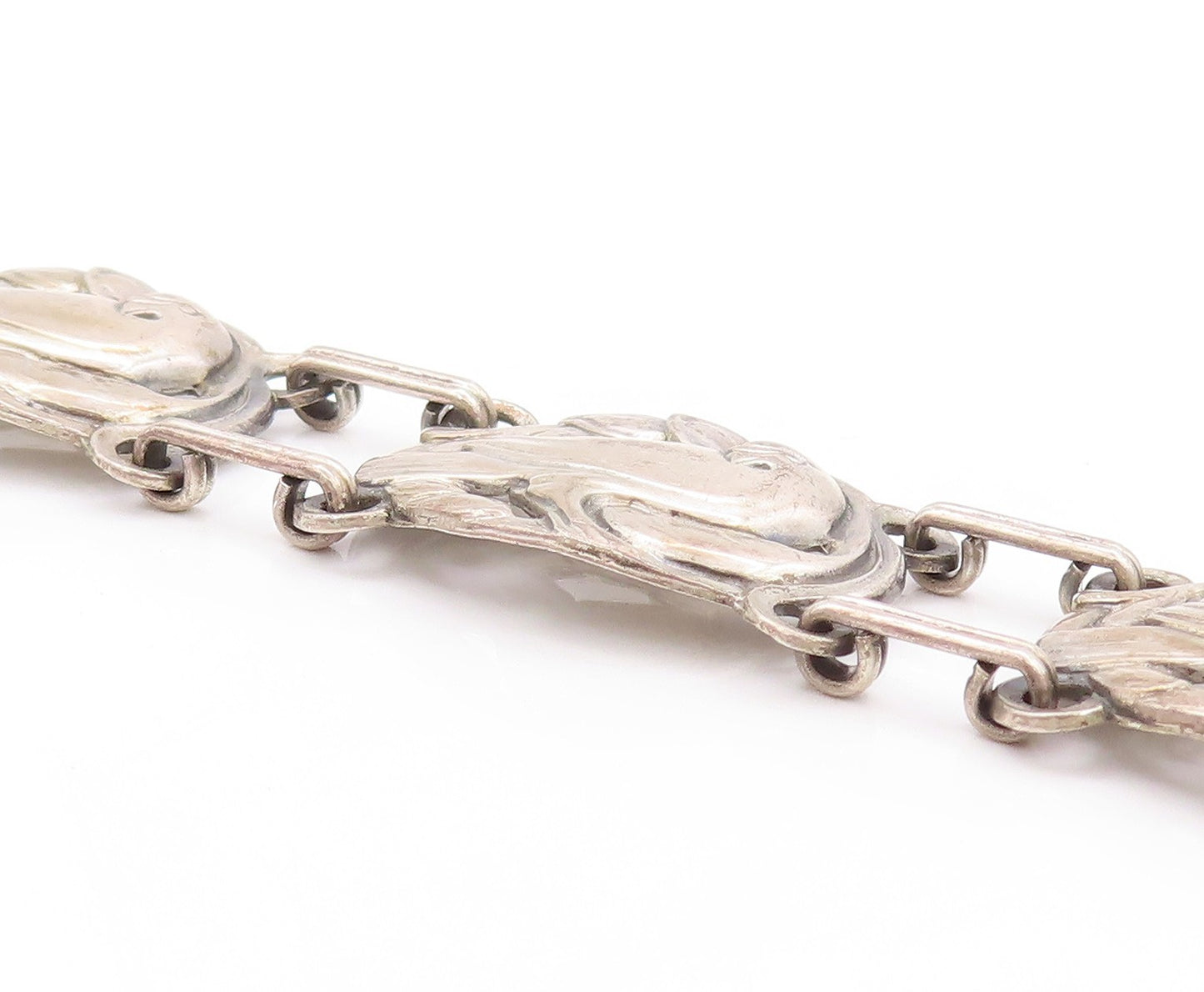 925 Sterling Silver Vintage Bracelet Antique Floral Cutout Parrot  BT11266