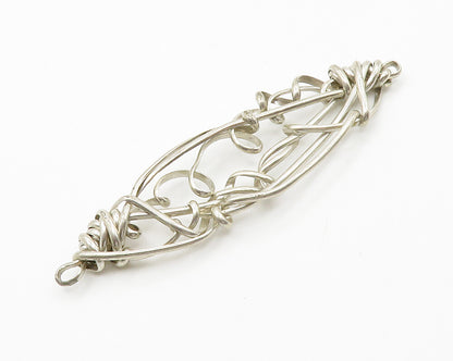 925 Sterling Silver  Vintage Modernist Wire Swirl Design Pendant  PT11353