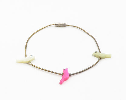 925 Sterling Silver  Cubic Zirconia & Pink Topaz Floral Chain Bracelet  BT5716