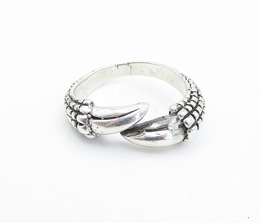 925 Sterling Silver  Vintage Shiny Bird Claw Bypass Band Ring Sz 13  RG5106