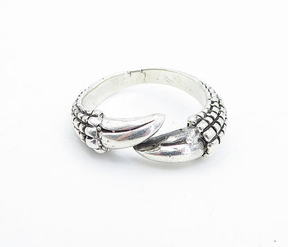 925 Sterling Silver  Vintage Shiny Bird Claw Bypass Band Ring Sz 13  RG5106