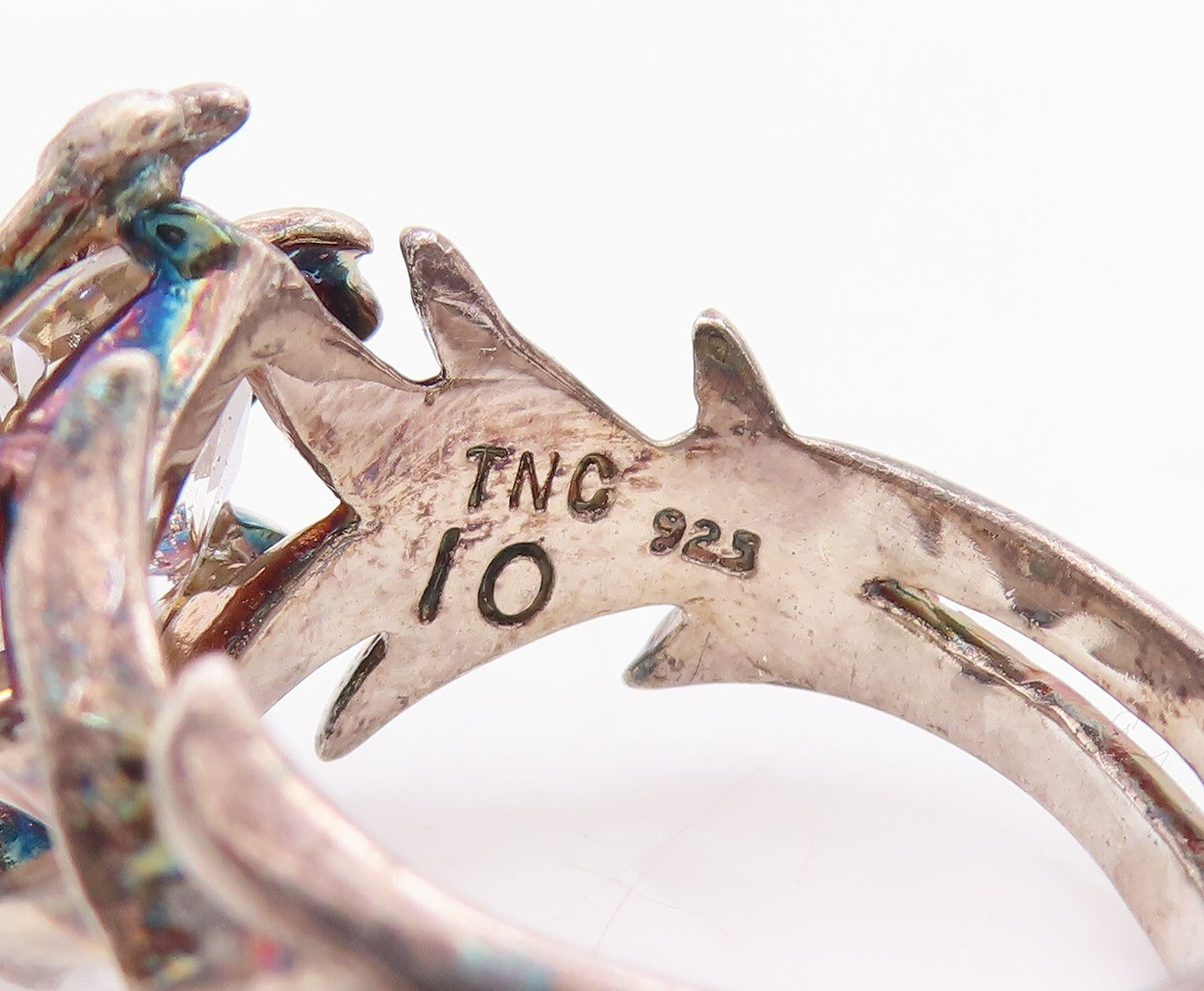925 Sterling Silver Vintage Ring TNC NLP Solid Cutout Flower  Sz 9 RG28943