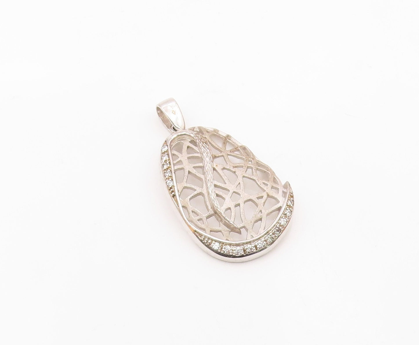 925 Sterling Silver  Vintage Topaz Cutout Open Design Pendant  PT18060