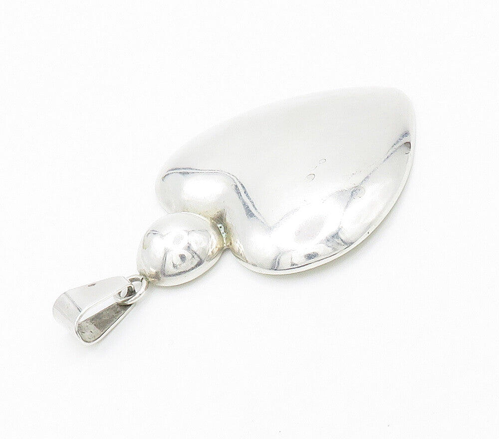 LOS BALLESTEROS 925 Silver  Vintage Shiny Hollow Love Heart Pendant  PT11981