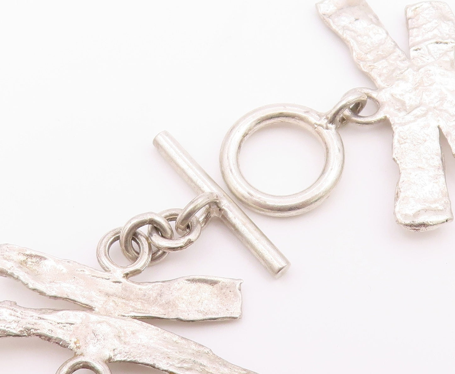 925 Sterling Silver  Vintage Shiny Textured Link Chain Bracelet  BT8921