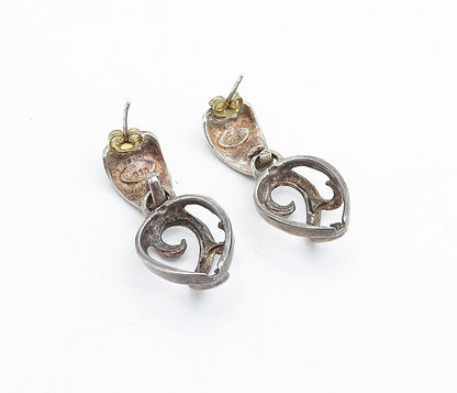 925 Sterling Silver  Vintage Dark Tone Swirl Linked Drop Earrings  EG2832