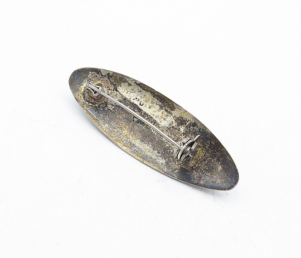 ISRAEL 925 Sterling Silver Vintage Eilat Stone Floral Twist Brooch Pin BP1237