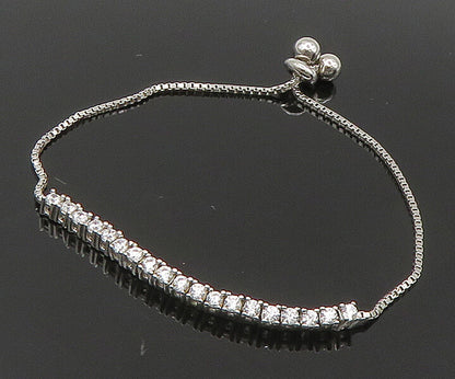 925 Silver  White Cubic Zirconia Adjustable Child Box Chain Bracelet  BT1060