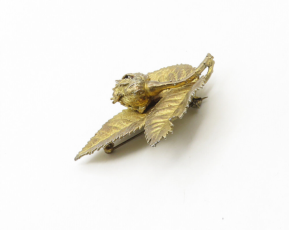 FLORA DANICA DENMARK 925 Silver  Vintage Floral Leaf Motif Brooch Pin  BP7025