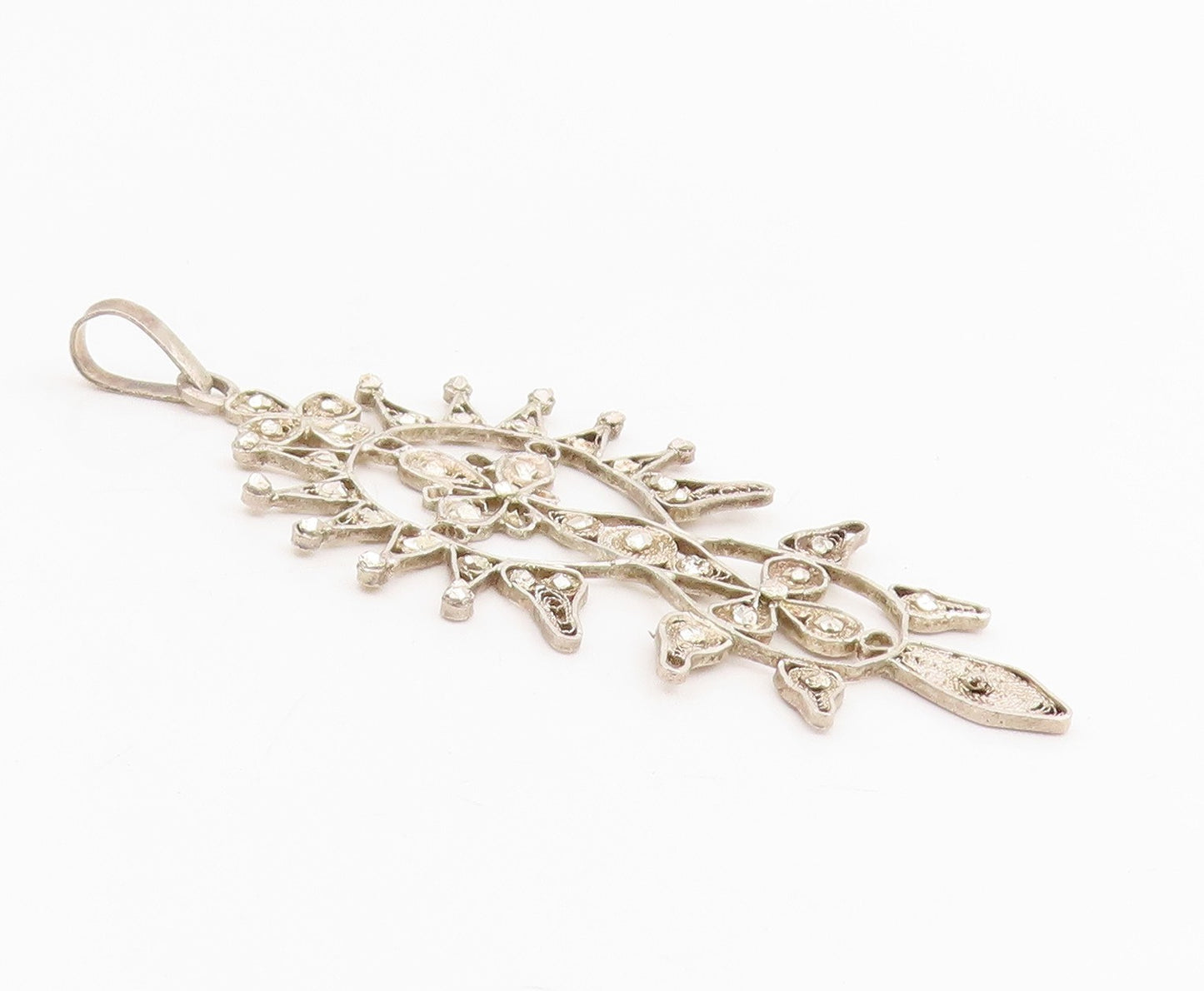 925 Sterling Silver Vintage Pendant Celestial Sunburst Filigree Design  PT25478