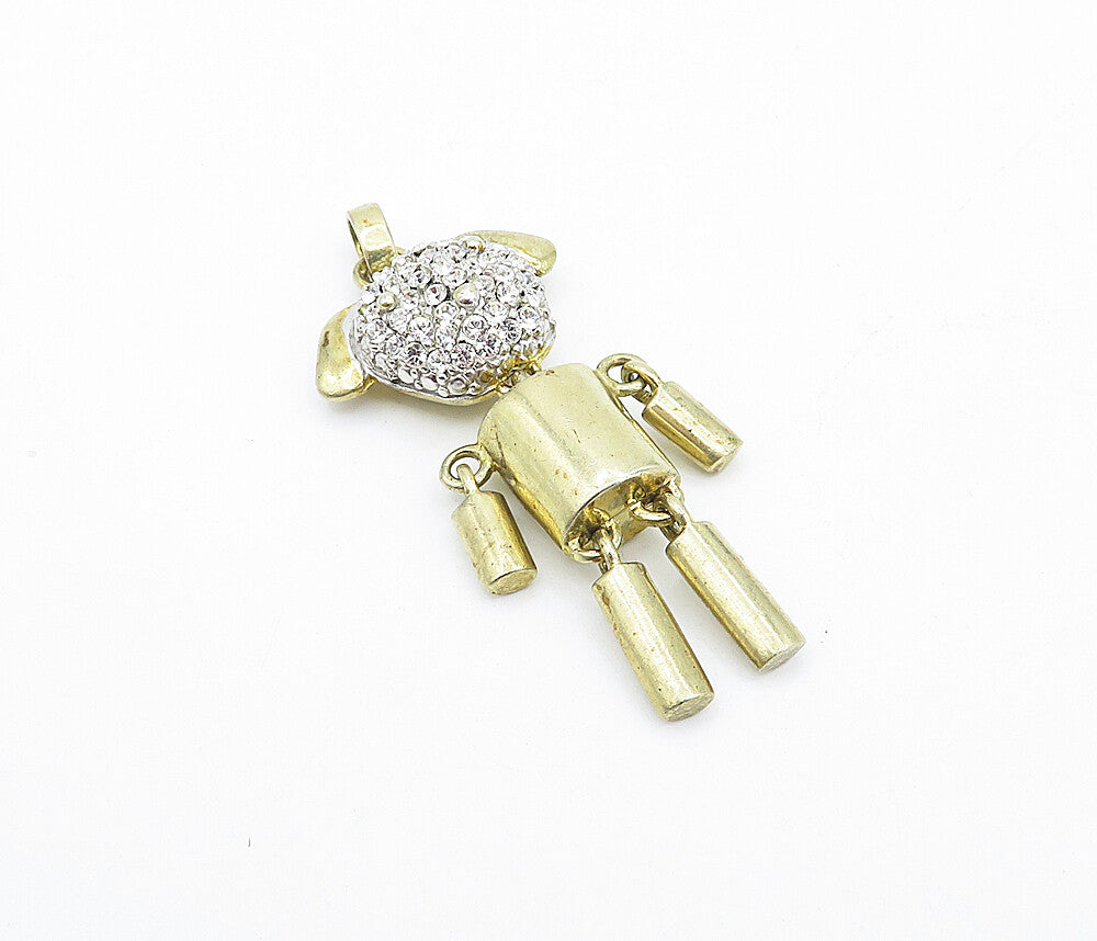 925 Sterling Silver  Vintage Cubic Zirconia Linked Figure Drop Pendant  PT3008