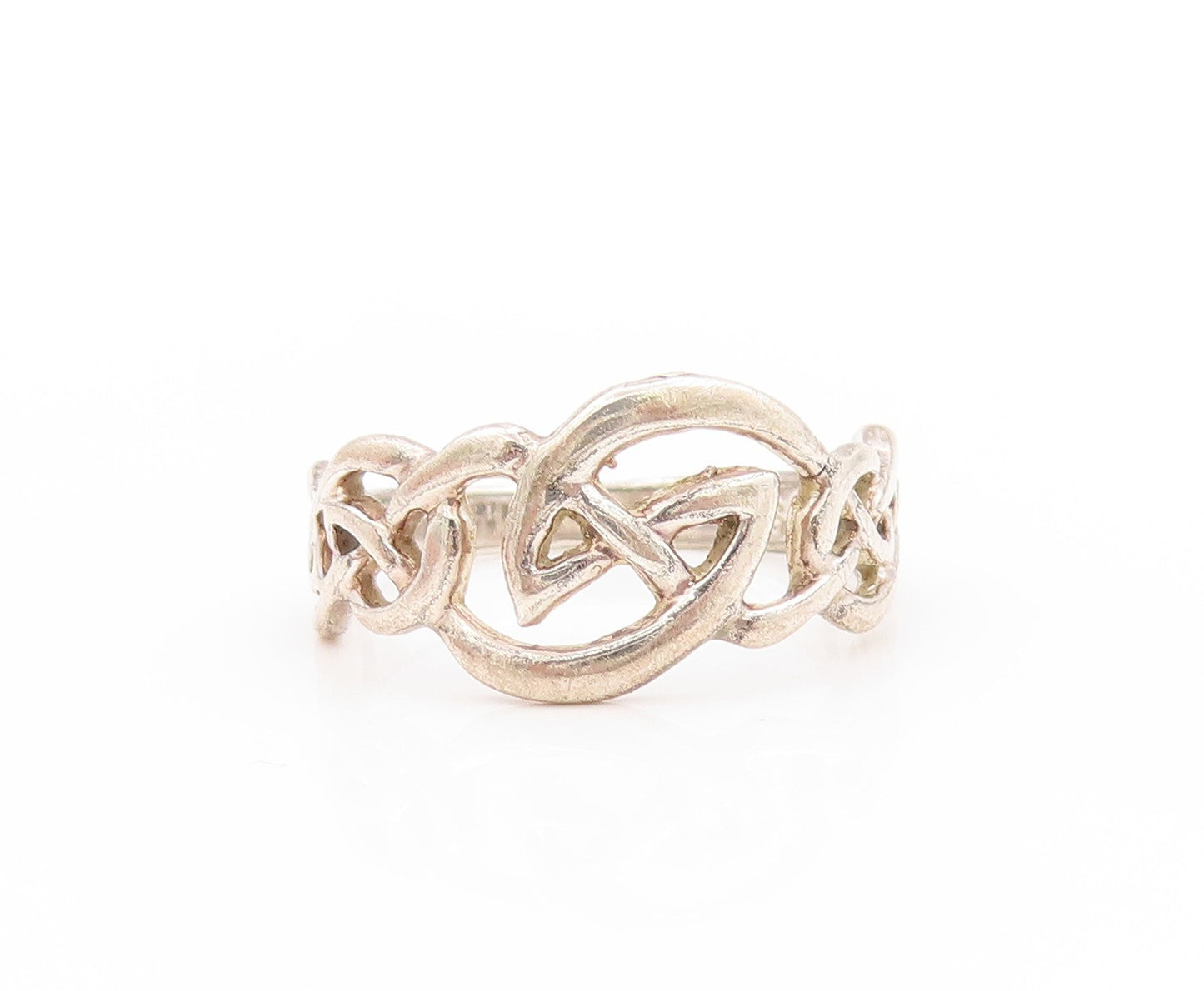 925 Sterling Silver Vintage Ring Cutout Celtic Knot Design  Sz 7  RG32910