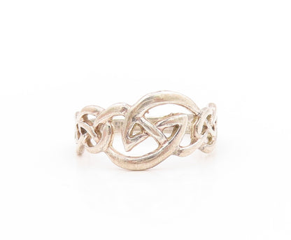 925 Sterling Silver Vintage Ring Cutout Celtic Knot Design  Sz 7  RG32910