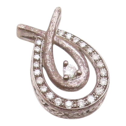 925 Sterling Silver  Vintage Genuine Diamonds Open Tear Drop Pendant  PT19616