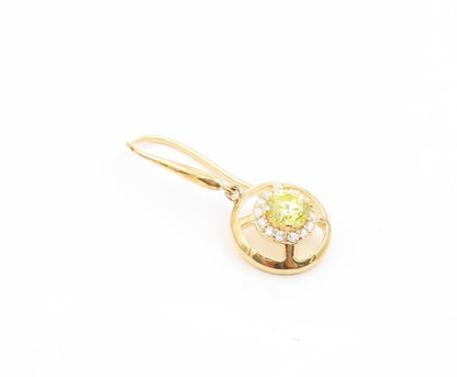 925 Sterling Silver Vintage Earrings Gold Plated Peridot Halo CZ Drop  EG14137