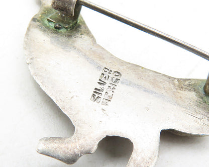 MEXICO 925 Sterling Silver  Vintage Bird Etched Detail Brooch Pin  BP4105