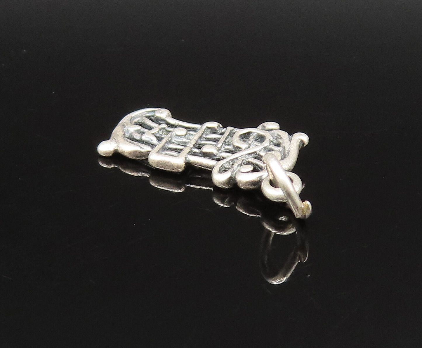 925 Sterling Silver  Vintage Treble Clef With Musical Notes Pendant  PT21043