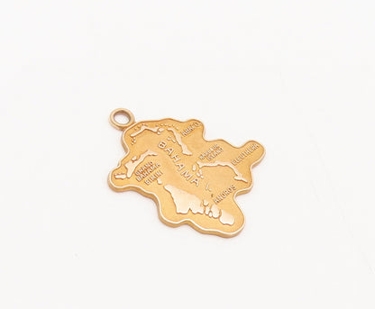 10K GOLD  Vintage Bahama Island Shaped Map Drop Pendant  GP642