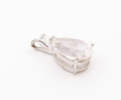 925 Sterling Silver  Vintage Shiny Pear Shape Cubic Zirconia Pendant  PT19752