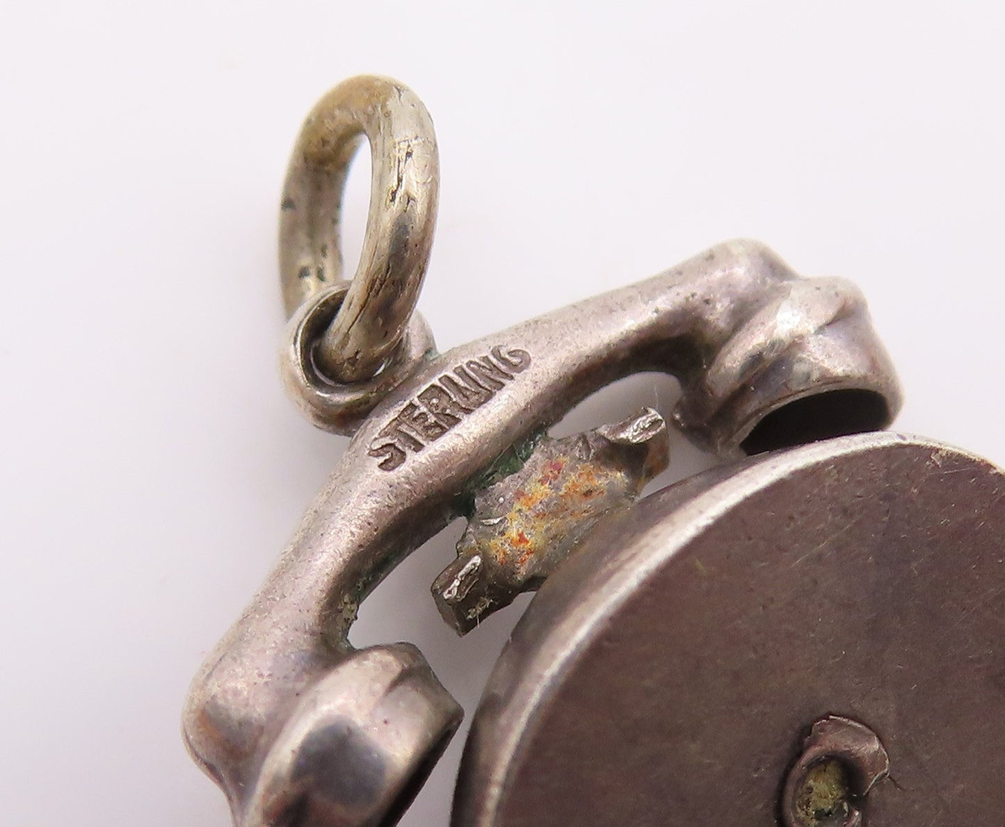 925 Sterling Silver  Vintage Old Fashioned Telephone Petite Pendant  PT18183
