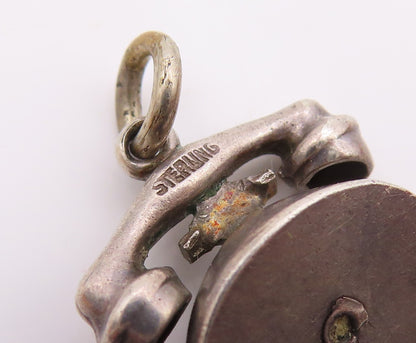 925 Sterling Silver  Vintage Old Fashioned Telephone Petite Pendant  PT18183