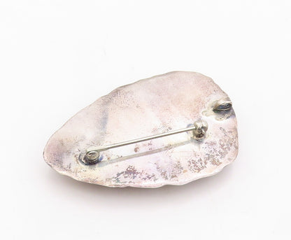 925 Sterling Silver Vintage Brooch Pin Brutalist Large Gemstone  BP11276