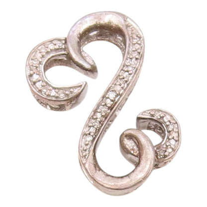 925 Sterling Silver  Vintage Genuine Diamonds Infinity Heart Pendant  PT17161