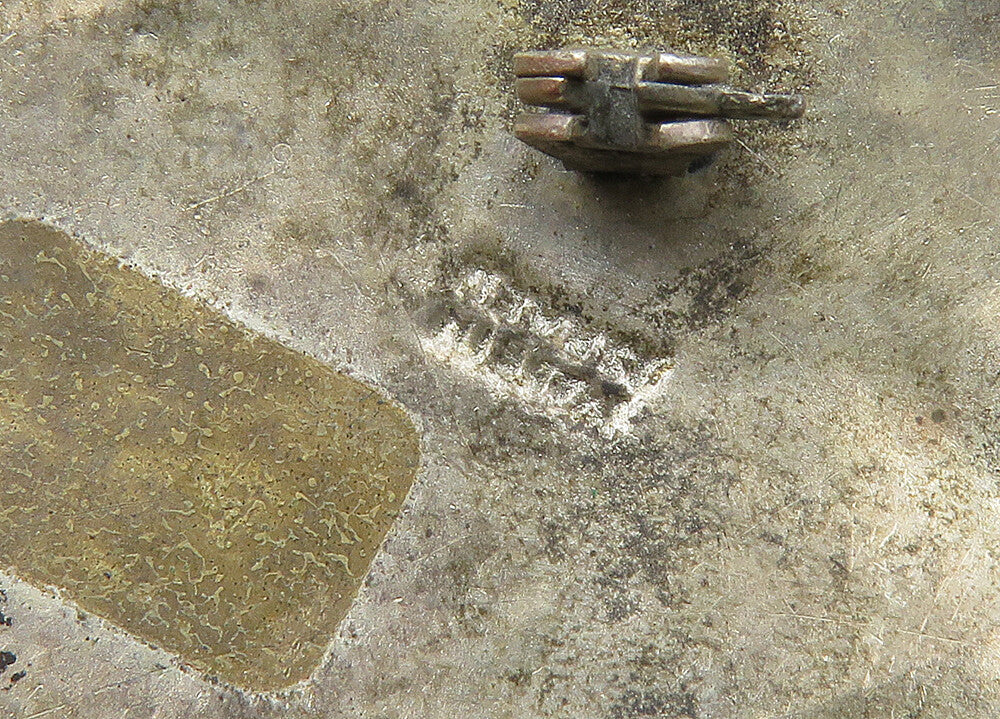 ISRAEL 925 Sterling Silver  Vintage Eilat Stone Twist Border Brooch Pin BP8072