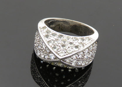 925 Sterling Silver  Vintage Cubic Zirconia Dome Band Ring Sz 7.5  RG20094