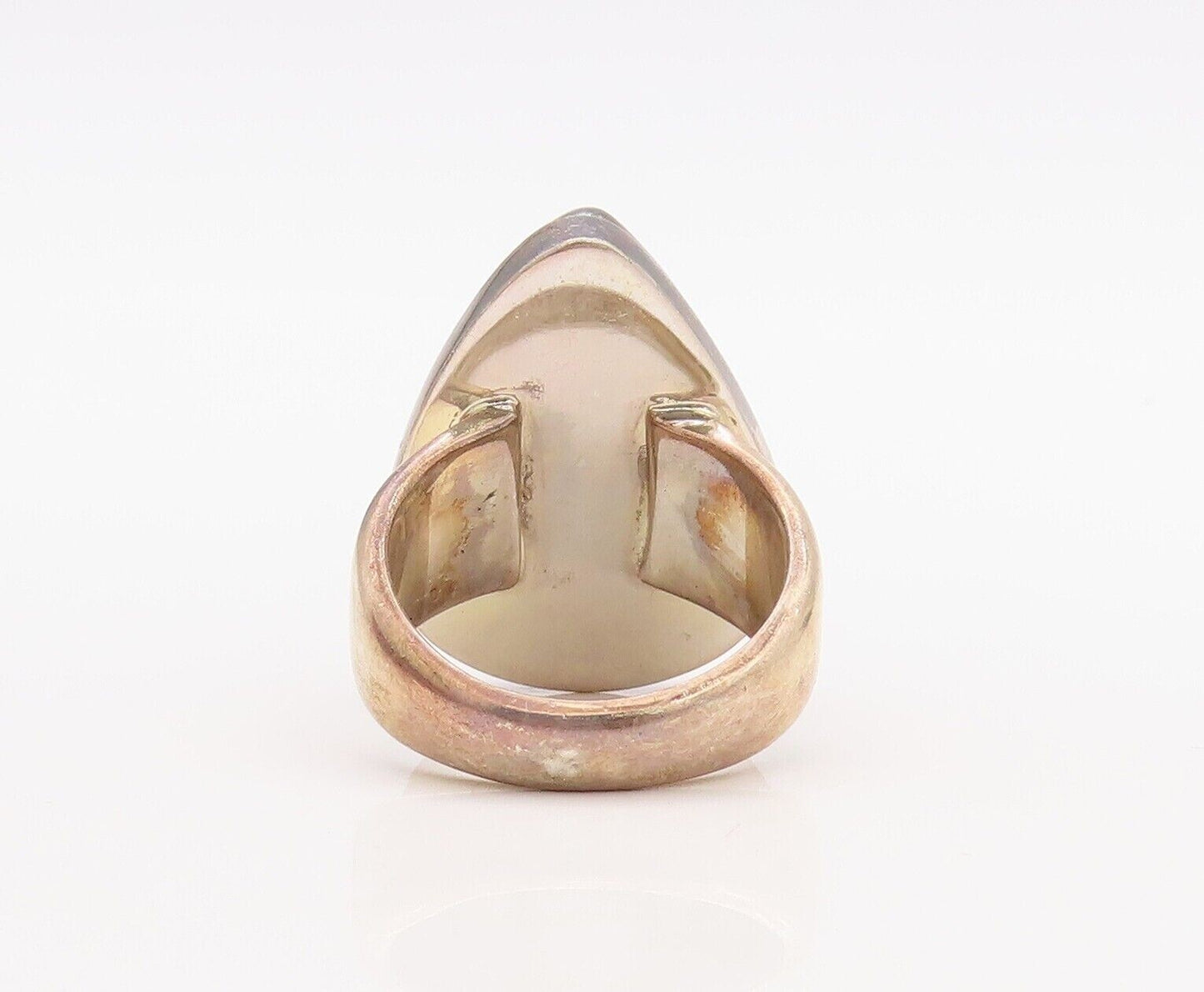 925 Sterling Silver Vintage Ring Drop Cut Drusy Quartz  Sz 8.5  RG30063