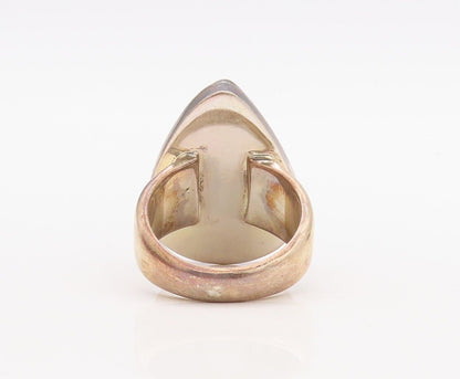 925 Sterling Silver Vintage Ring Drop Cut Drusy Quartz  Sz 8.5  RG30063