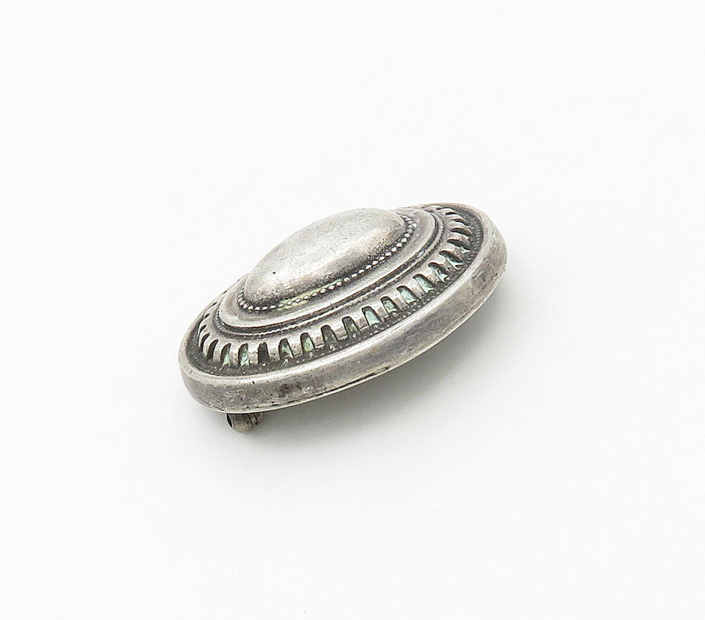 925 Sterling Silver  Vintage Antique Hollow Oval Dome Brooch Pin  BP6547