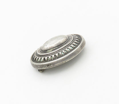 925 Sterling Silver  Vintage Antique Hollow Oval Dome Brooch Pin  BP6547