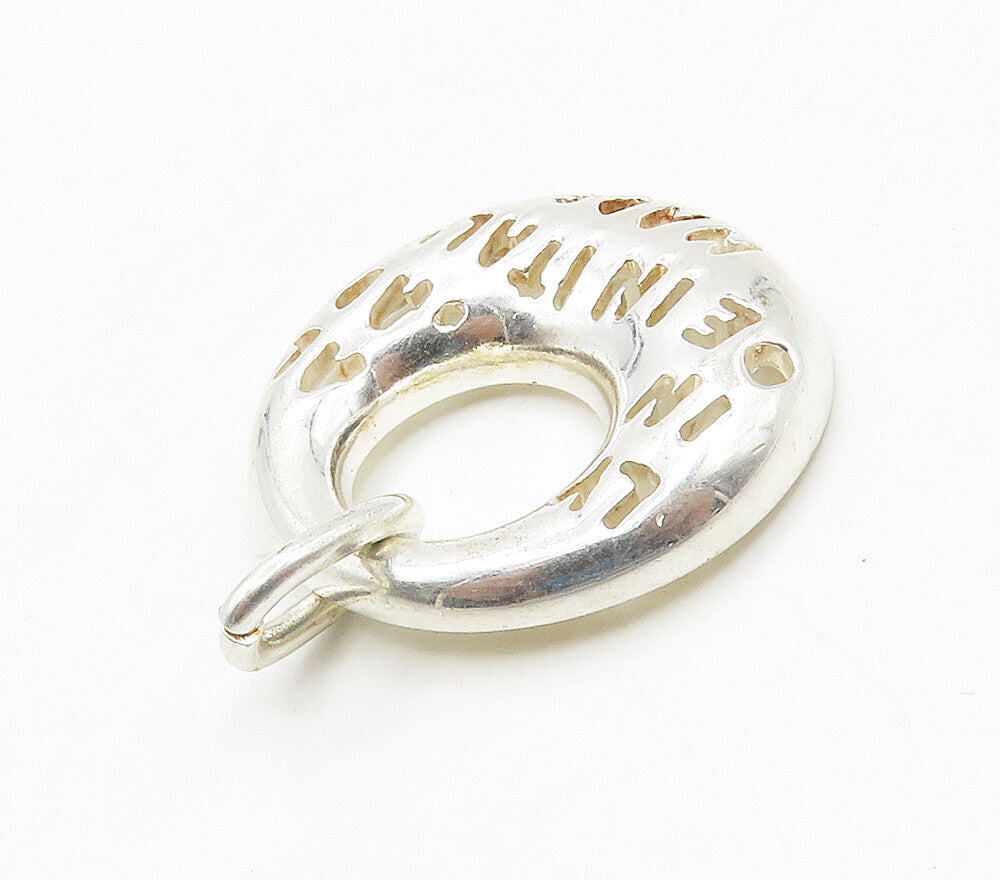 925 Sterling Silver  Shiny Made In Italy Cutout Round Drop Pendant  PT12120