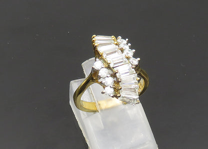 925 Sterling Silver  Vintage Cubic Zirconia Gold Plated Band Ring Sz 6 RG20637