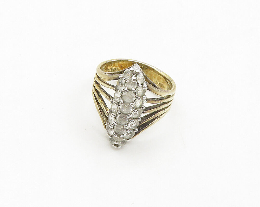 PANETTA 925 Silver  Vintage Topaz Gold Plated Cocktail Ring Sz 7.5  RG19335