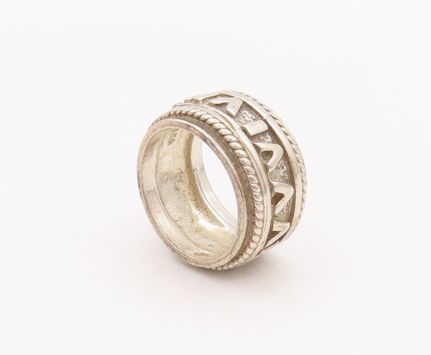 925 Sterling Silver Vintage Ring Solid All Around Roman Numeral  Sz 8 RG28400