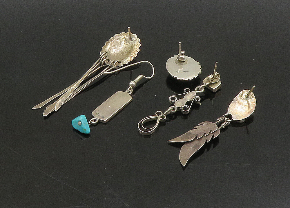 ZUNI NAVAJO 925 Sterling Silver Vintage Multi Stone Lot Single Earrings EG11253