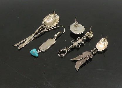 ZUNI NAVAJO 925 Sterling Silver Vintage Multi Stone Lot Single Earrings EG11253