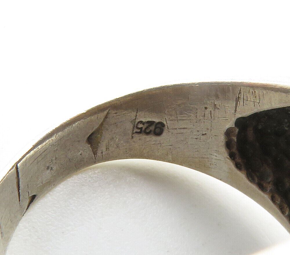 925 Sterling Silver  Vintage Smooth Dark Tone Dome Band Ring Sz 8  RG15378
