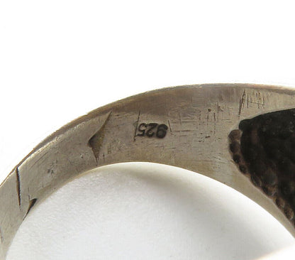 925 Sterling Silver  Vintage Smooth Dark Tone Dome Band Ring Sz 8  RG15378