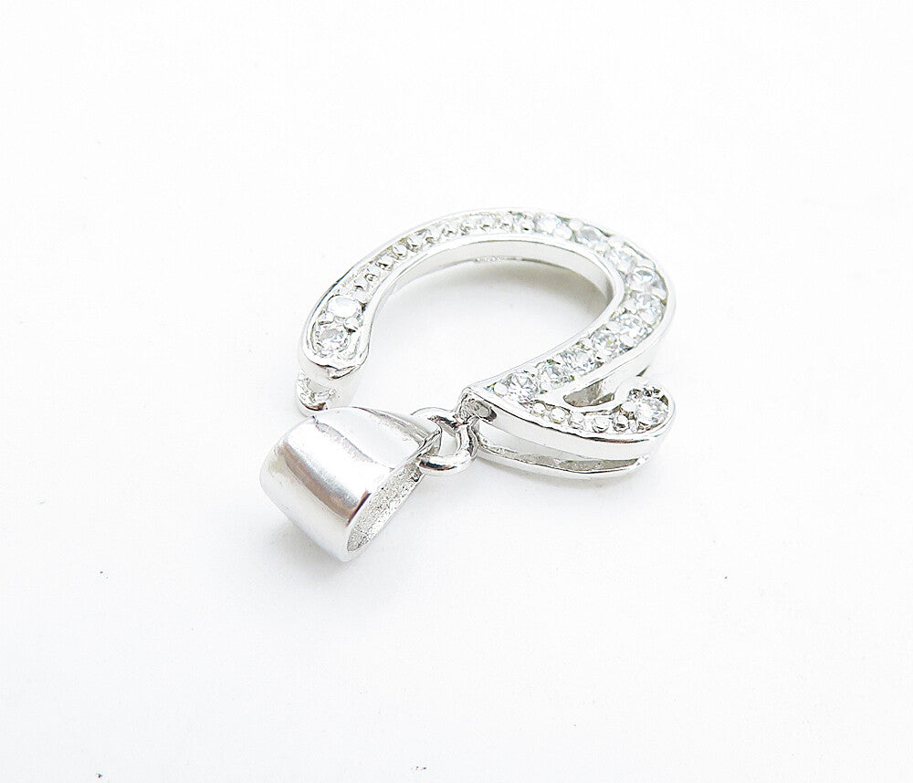 925 Sterling Silver  Sparkling Topaz Letter U Initial Drop Pendant  PT5349