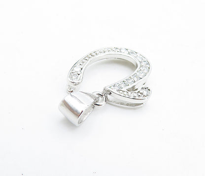 925 Sterling Silver  Sparkling Topaz Letter U Initial Drop Pendant  PT5349