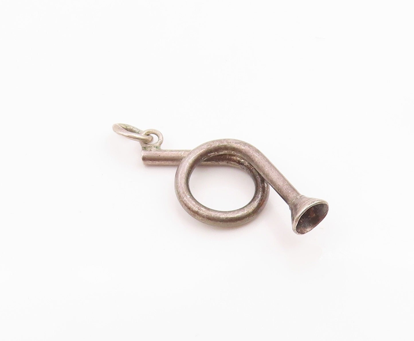 925 Sterling Silver  Vintage Petite Dark Tone Horn Instrument Pendant  PT17812