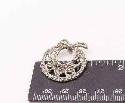 925 Sterling Silver Vintage Pendant Victorian Design Swirly Carved  PT23179
