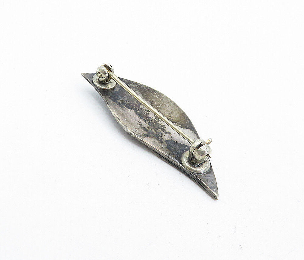 925 Sterling Silver  Vintage Antique Oxidized Floral Leaves Brooch Pin  BP1489