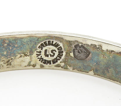 TAXCO MEXICO 925 Silver  Vintage Love Heart Patterned Bangle Bracelet  BT6593