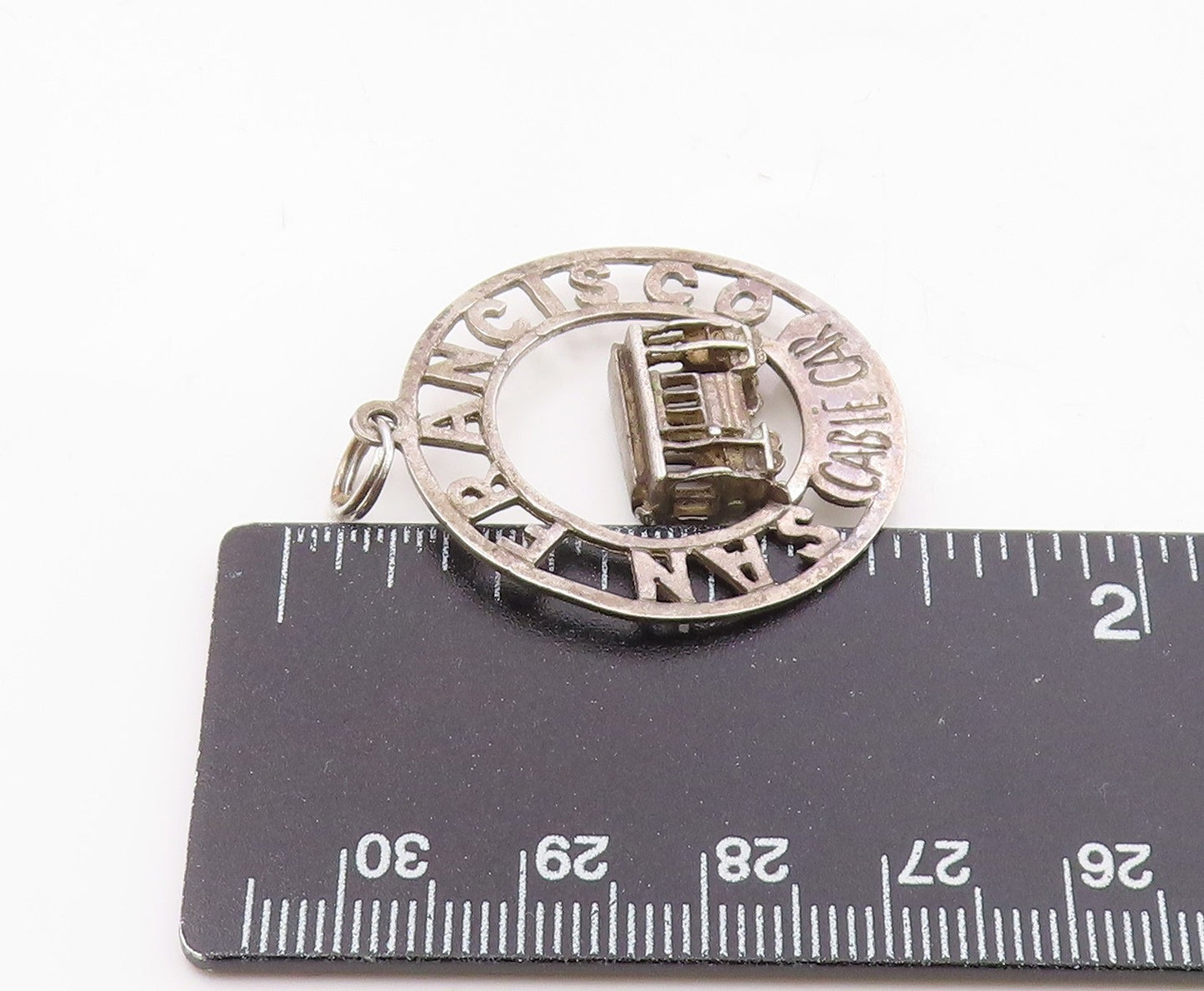 925 Sterling Silver  Vintage San Francisco Cable Car Souvenir Pendant  PT19436