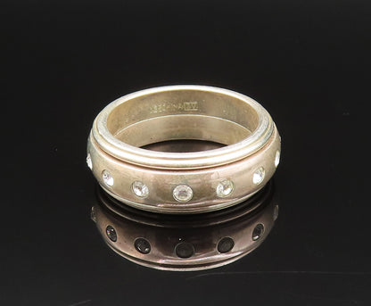 925 Silver  Vintage Gold Plated Cubic Zirconia Spinner Ring Sz 8  RG25512